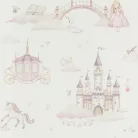 Rasch Kids World 2, vlies anyagú, fehér, rózsaszín, lila, barna színű, kastélyos, hercegnős, Gyerek tapéta
