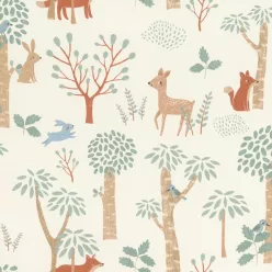   Rasch Kids World 2, vlies anyagú, fehér, barna, zöld színű, állatos, fás, Gyerek tapéta