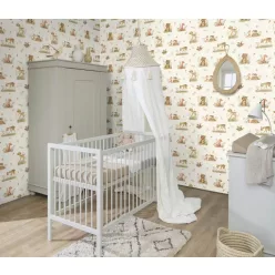   Rasch Kids World 2, vlies anyagú, fehér, zöld, barna színű, állatos, Gyerek tapéta