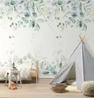Rasch Kids World 2, vlies anyagú, fehér, zöld, kék színű, leveles, Gyerek poszter