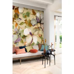   Rasch Florentine IV vlies anyagú, beige, zöld, lila, narancssárga, törtfehér színű, virágos, Modern poszter