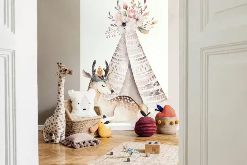Rasch Kids World 2, vlies anyagú, barna, fehér, rózsaszín színű, állatos, Gyerek poszter