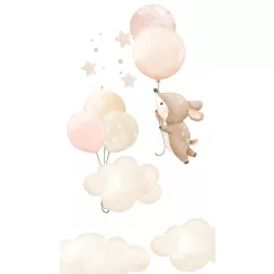   Rasch Kids World 2, vlies anyagú, fehér, rózsaszín, beige színű, lufis, felhős, állatos, Gyerek poszter