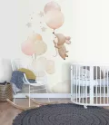 Rasch Kids World 2, vlies anyagú, fehér, rózsaszín, beige színű, lufis, felhős, állatos, Gyerek poszter