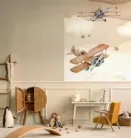 Rasch Kids World 2, vlies anyagú, barna, beige színű, felhős, repülős, Gyerek poszter