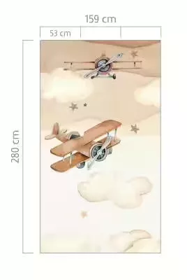 Rasch Kids World 2, vlies anyagú, barna, beige színű, felhős, repülős, Gyerek poszter