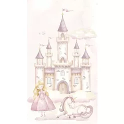   Rasch Kids World 2, vlies anyagú, fehér, rózsaszín, lila, barna színű, kastélyos, hercegnős, Gyerek poszter