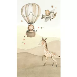   Rasch Kids World 2, vlies anyagú, fehér, barna, zöld, szürke színű, légballonos, állatos, Gyerek poszter