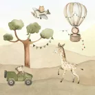 Rasch Kids World 2, vlies anyagú, fehér, barna, zöld, szürke színű, légballonos, állatos, Gyerek poszter