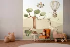 Rasch Kids World 2, vlies anyagú, fehér, barna, zöld, szürke színű, légballonos, állatos, Gyerek poszter