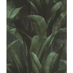   Rasch Rasch Back to Nature vinyl, vlies anyagú, fekete, zöld színű, 3d, leveles, Modern tapéta