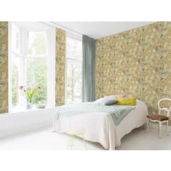   Rasch Rasch Back to Nature vinyl, vlies anyagú, barna, zöld, fehér színű, leveles, struktúrált, Modern tapéta