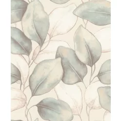   Rasch  Incanto vlies, vinyl anyagú, fehér, türkiz, beige színű, leveles, Modern tapéta