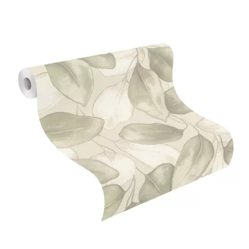 Rasch  Incanto vlies, vinyl anyagú, fehér, zöld, beige  színű, leveles, Modern tapéta