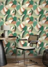 Rasch  Allegretto vlies, vinyl anyagú, fehér, zöld, beige, terrakotta színű, geometriai, Modern tapéta