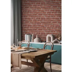   Rasch  Allegretto vlies, vinyl anyagú, szürke, barna színű, 3d, téglamintás, Modern tapéta