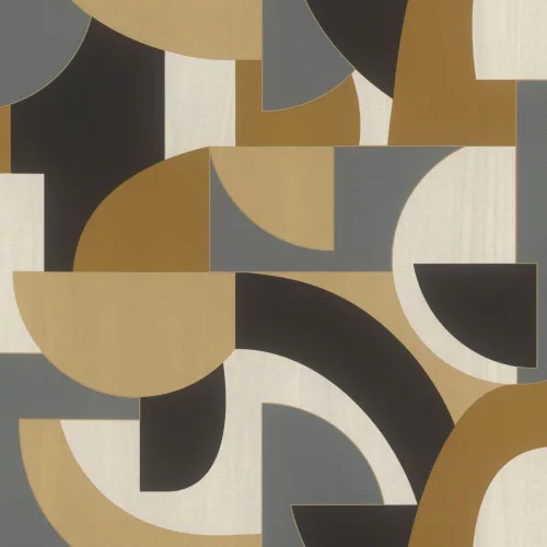 Rasch  Allegretto vlies, vinyl anyagú, fekete, fehér, barna, szürke színű, geometriai, Modern tapéta