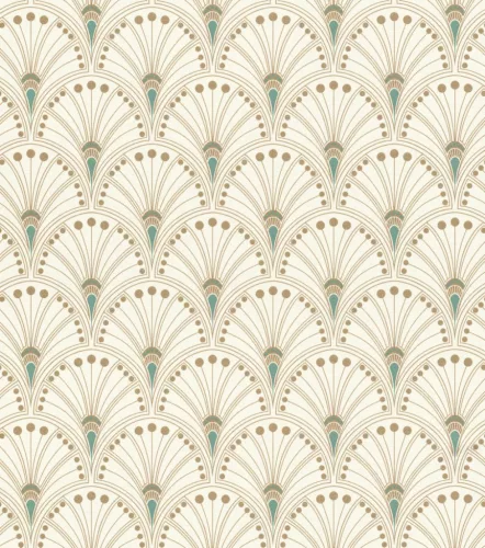 Rasch  Allegretto vlies, vinyl anyagú, fehér, arany, zöld színű, art deco, Modern tapéta