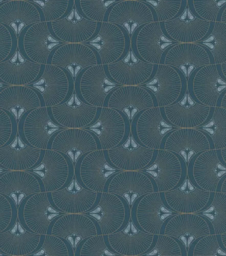 Rasch  Allegretto vlies, vinyl anyagú, kék, arany  színű, art deco, Modern tapéta