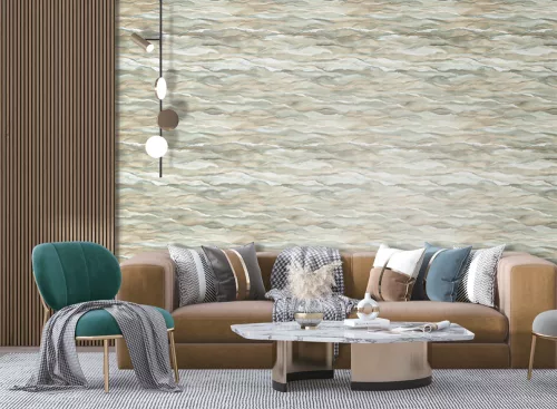 Design ID Santa Fe vlies, vinyl anyagú, barna, törtfehér, keki, beige színű, hullám , Modern tapéta