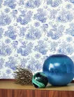 Casadeco Seaside vlies, vinyl anyagú, kék, fehér színű, tenger, halas, Modern tapéta