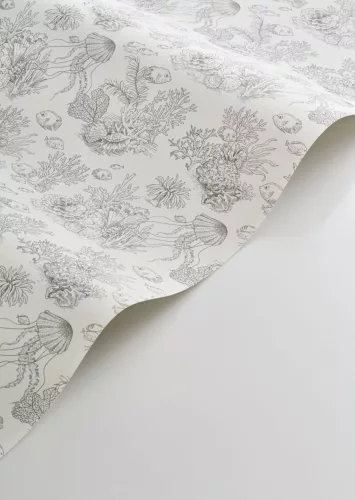 Casadeco Seaside vlies, vinyl anyagú, fekete, fehér színű, tenger, halas, Modern tapéta