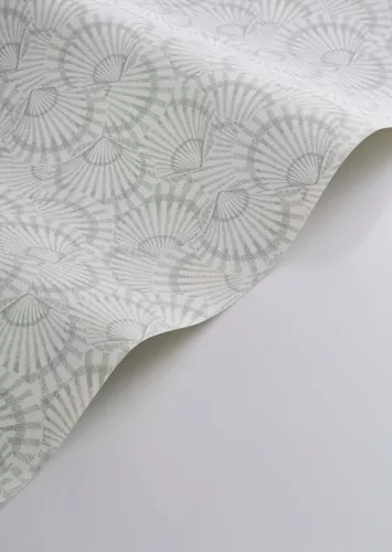 Casadeco Seaside vlies, vinyl anyagú, szürke, fehér színű, kagyló, Modern tapéta
