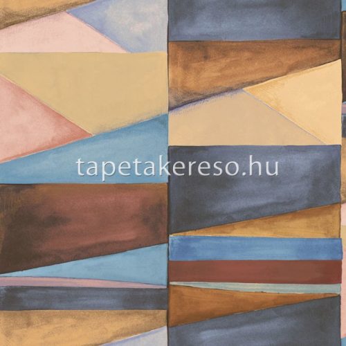 Decoprint Soleado vlies, vinyl anyagú kék, okker, barna, rózsaszín színű geometriai modern tapéta