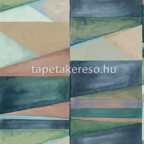 Decoprint Soleado vlies, vinyl anyagú kék, zöld, rózsaszín, beige, mályva színű geometriai modern tapéta