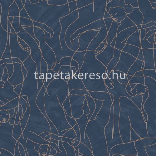 Decoprint Soleado vlies, vinyl anyagú kék, bronz színű rajz, ember modern tapéta