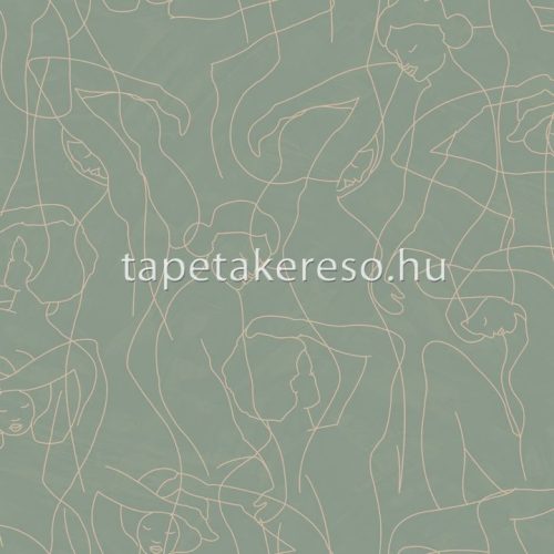 Decoprint Soleado vlies, vinyl anyagú zöld, mályva színű rajz, ember modern tapéta