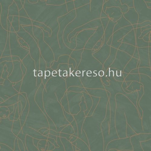 Decoprint Soleado vlies, vinyl anyagú zöld, arany színű rajz, ember modern tapéta