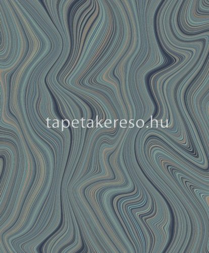 Decoprint Soleado vlies, vinyl anyagú kék, türkiz, arany színű vonalas, hullámos modern tapéta
