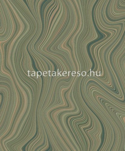 Decoprint Soleado vlies, vinyl anyagú zöld, arany színű vonalas, hullámos modern tapéta