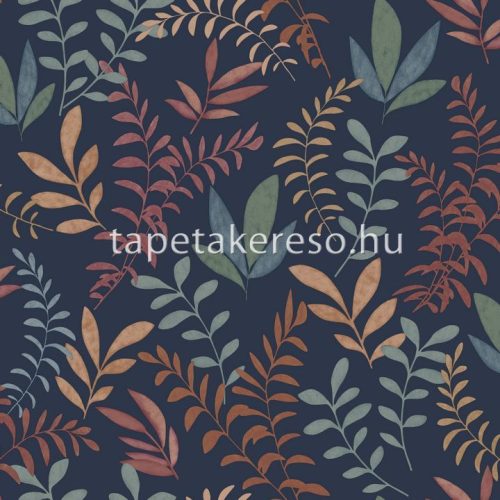 Decoprint Soleado vlies, vinyl anyagú kék, barack, korall színű leveles modern tapéta