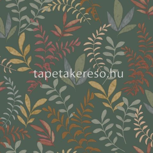 Decoprint Soleado vlies, vinyl anyagú zöld, sárga, piros színű leveles modern tapéta