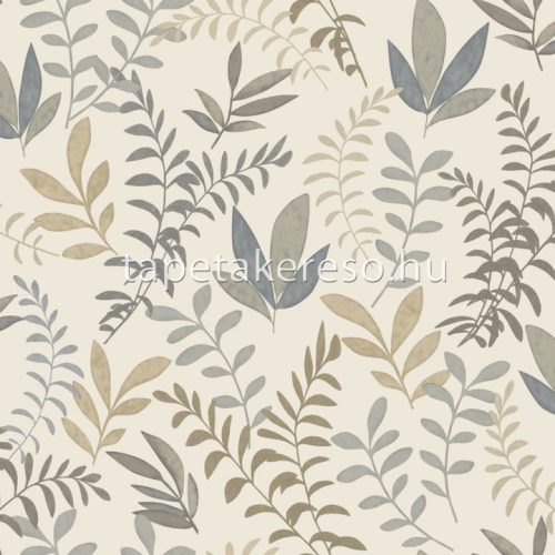 Decoprint Soleado vlies, vinyl anyagú fehér, beige, barna, kék, szürke színű leveles modern tapéta