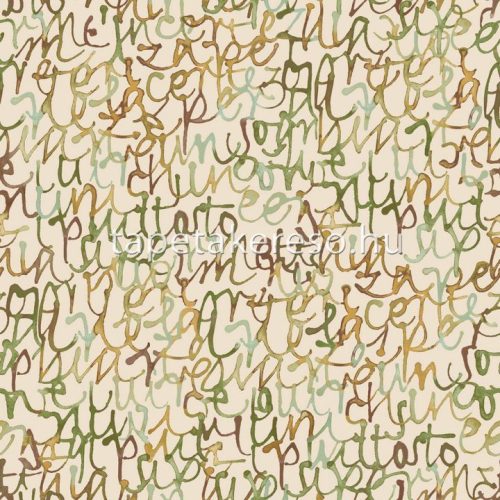 Decoprint Soleado vlies, vinyl anyagú beige, zöld, mustársárga, barna színű betűs, feliratos modern tapéta