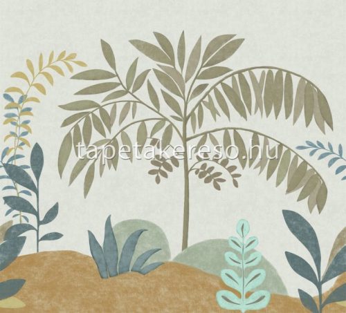 Decoprint Soleado vlies, vinyl anyagú beige, barna, szürke, kék színű fás modern poszter
