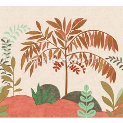   Decoprint Soleado vlies, vinyl anyagú beige, barna, narancssárga, zöld színű fás modern poszter
