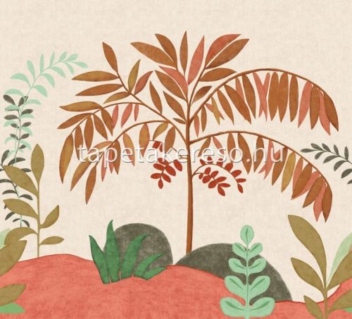 Decoprint Soleado vlies, vinyl anyagú beige, barna, narancssárga, zöld színű fás modern poszter