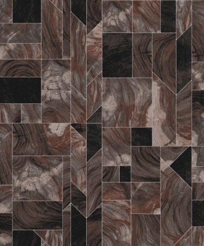 Khroma Spirit of Nature vlies anyagú, fekete, barna, szürke színű, márványos, geometriai, Modern tapéta