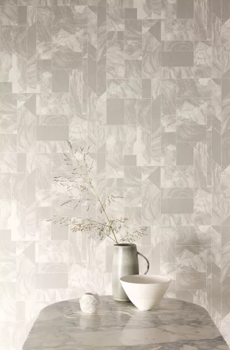 Khroma Spirit of Nature vlies anyagú, szürke színű, márványos, geometriai, Modern tapéta