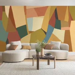   Caselio Symphony, vlies anyagú, zöld, barna, sárga, bordó, kék színű, geometriai, Modern poszter