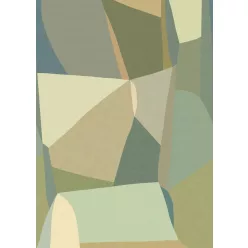   Caselio Symphony, vlies anyagú, zöld, barna, kék, mustársárga színű, geometriai, Modern poszter