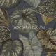 Decoprint Tahiti vlies, vinyl anyagú barna, kék, sárga színű leveles, szövethatású modern, natural tapéta