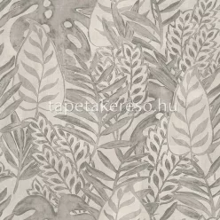   Decoprint Tahiti vlies, vinyl anyagú szürke, beige színű leveles, szövethatású modern, natural tapéta