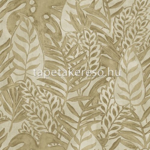 Decoprint Tahiti vlies, vinyl anyagú beige, barna színű leveles, szövethatású modern, natural tapéta
