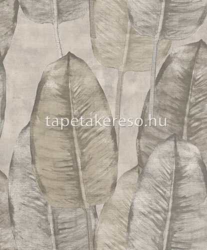 Decoprint Tahiti vlies, vinyl anyagú beige, szürke színű leveles, szövethatású modern, natural tapéta
