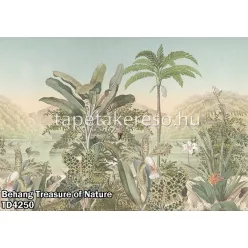   Behang Expresse Treasure of Nature vlies anyagú zöld, barna színű növényes, leveles, virágos, fás modern, natural poszter